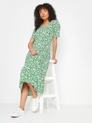 M&Co Green Ditsy Print V-Neck Short Sleeve Dress - Image 3 of 6