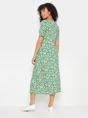 M&Co Green Ditsy Print V-Neck Short Sleeve Dress - Image 4 of 6