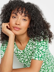 M&Co Green Ditsy Print V-Neck Short Sleeve Dress - Image 5 of 6