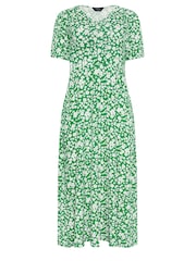 M&Co Green Ditsy Print V-Neck Short Sleeve Dress - Image 6 of 6