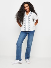 M&Co Blue Petite 100% Cotton V-Neck Top - Image 2 of 5