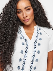 M&Co Blue Petite 100% Cotton V-Neck Top - Image 4 of 5