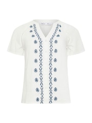M&Co Blue Petite 100% Cotton V-Neck Top - Image 5 of 5
