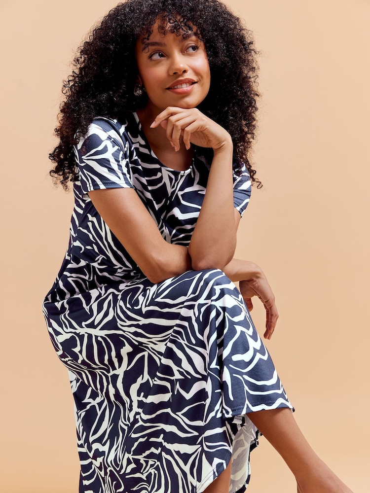 M&Co Blue Markings Printed Dress - Image 1 of 6
