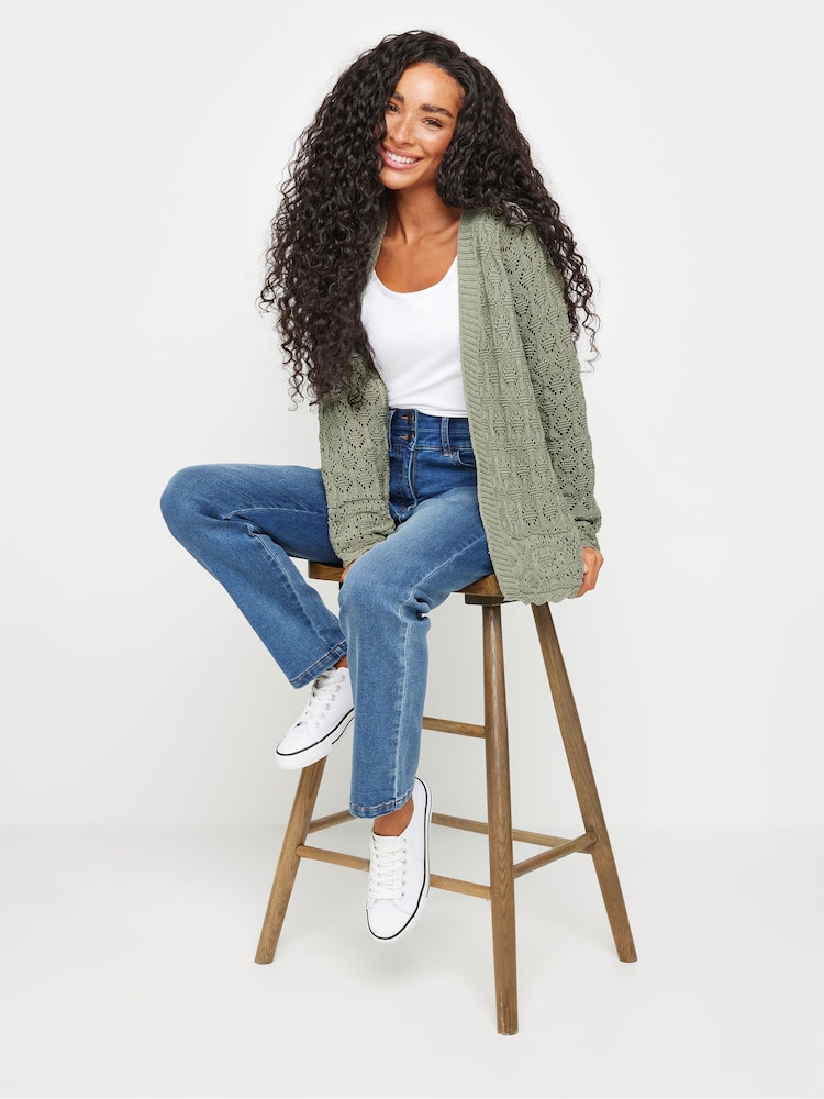 M&Co Green Petite Crochet Cardigan - Image 1 of 5 M&Co Green Petite Crochet Cardigan - Image 1 of 5