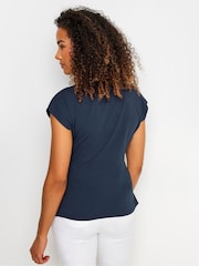 M&Co Blue Grown On Sleeve Wrap Top - Image 3 of 5