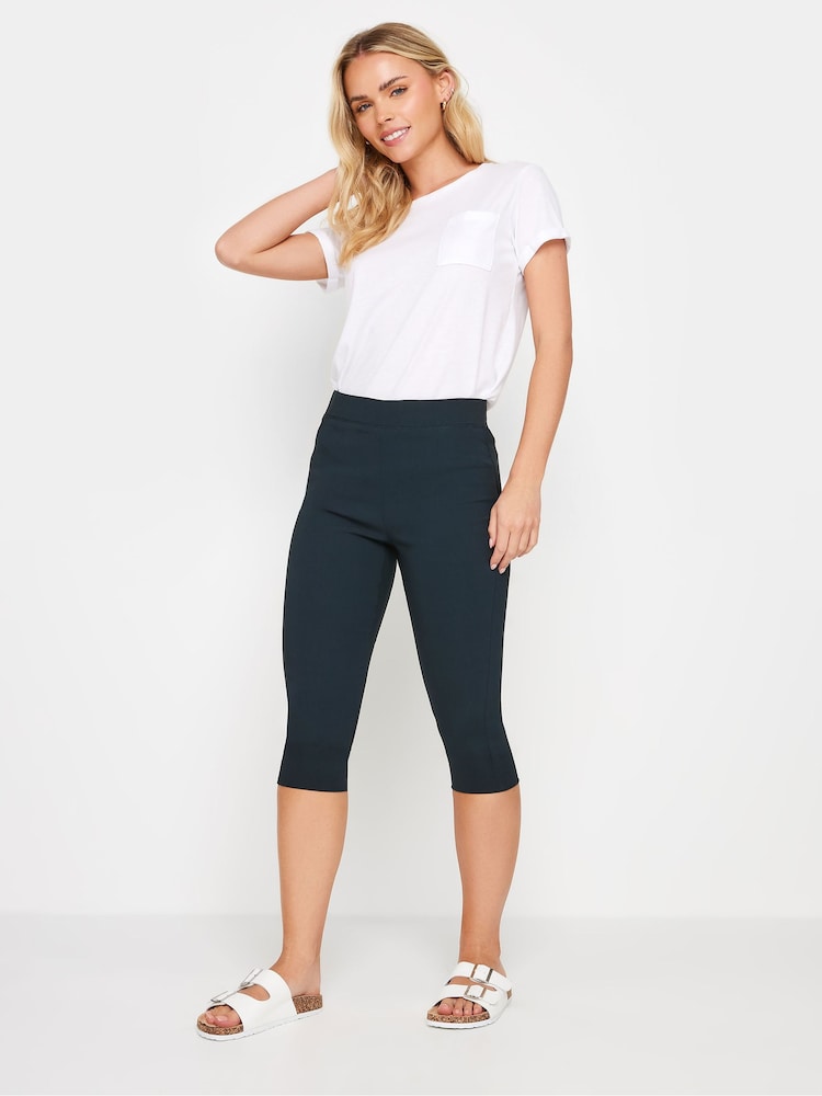 M&Co Navy Blue Petite Cropped Bengaline Trousers - Image 2 of 5