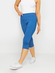 M&Co Blue Cropped Bengaline Trousers - Image 1 of 5