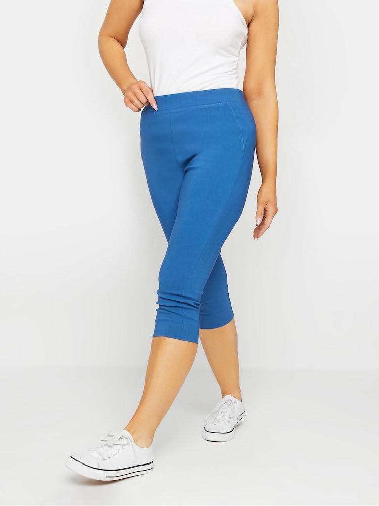 M&Co Blue Cropped Bengaline Trousers - Image 1 of 5