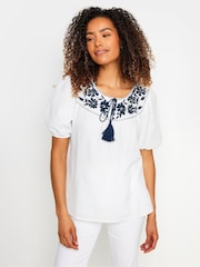 M&Co White Embriodered 100% Cotton Blouse - Image 1 of 5