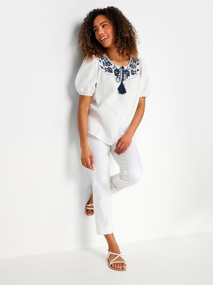 M&Co White Embriodered 100% Cotton Blouse - Image 2 of 5