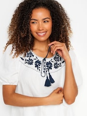 M&Co White Embriodered 100% Cotton Blouse - Image 4 of 5