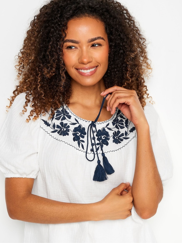 M&Co White Embriodered 100% Cotton Blouse - Image 4 of 5