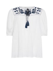 M&Co White Embriodered 100% Cotton Blouse - Image 5 of 5
