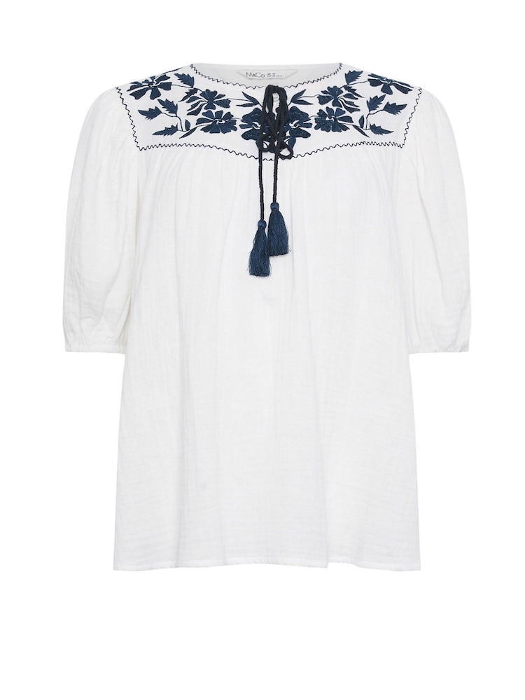 M&Co White Embriodered 100% Cotton Blouse - Image 5 of 5