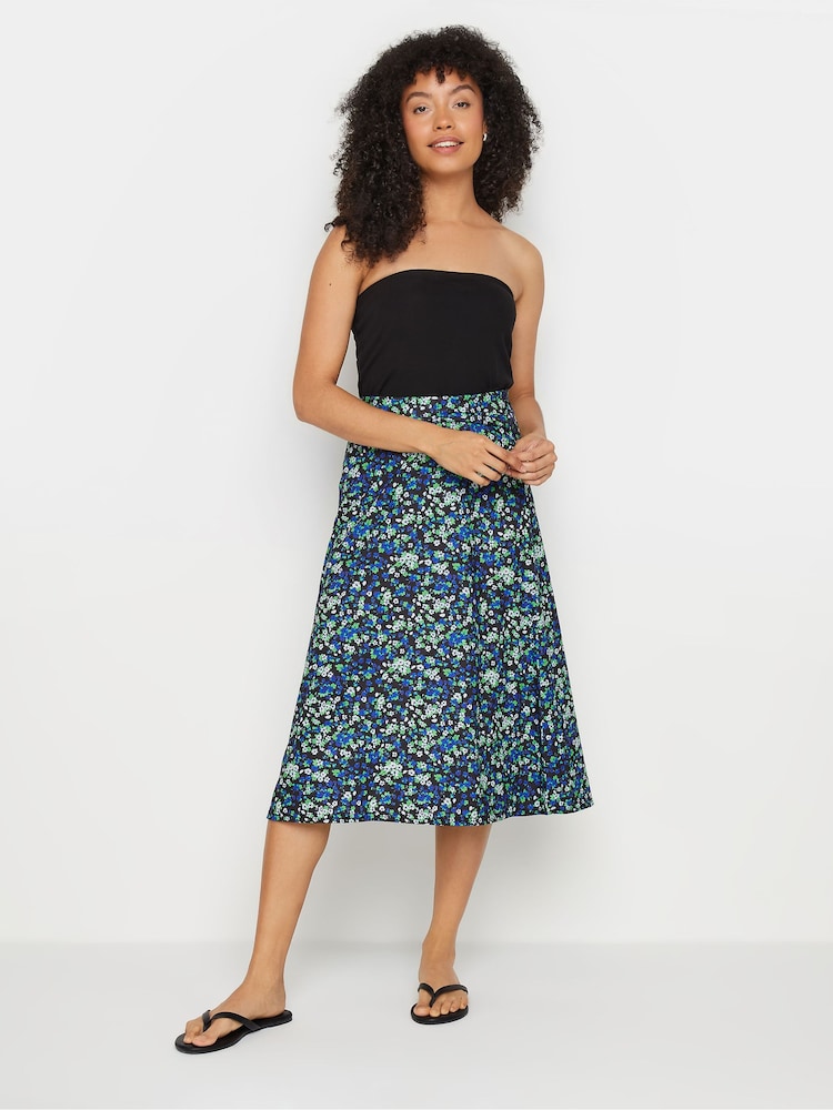 M&Co Black Ditsy Print Tie Waist Skirt - Image 2 of 5