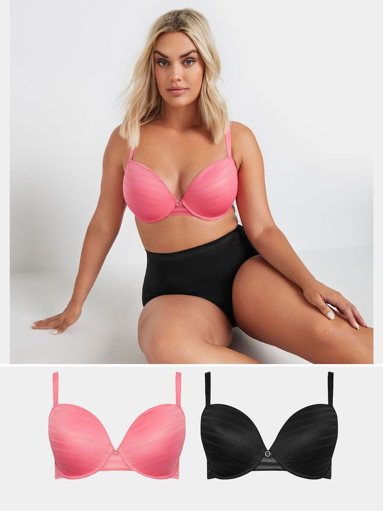 Yours Curve Stripe Padded T-Shirt Bras 2 Pack - Bild 1 von 8 Yours Curve Stripe Padded T-Shirt Bras 2 Pack - Bild 1 von 8