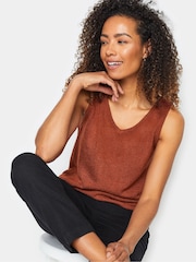 M&Co Brown V-Neck Knitted Vest Top - Image 4 of 6