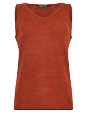 M&Co Brown V-Neck Knitted Vest Top - Image 5 of 6