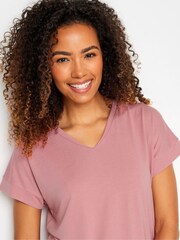 M&Co Pink Premium Modal V-Neck T-Shirt - Image 4 of 5