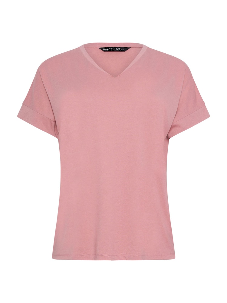 M&Co Pink Premium Modal V-Neck T-Shirt - Image 5 of 5