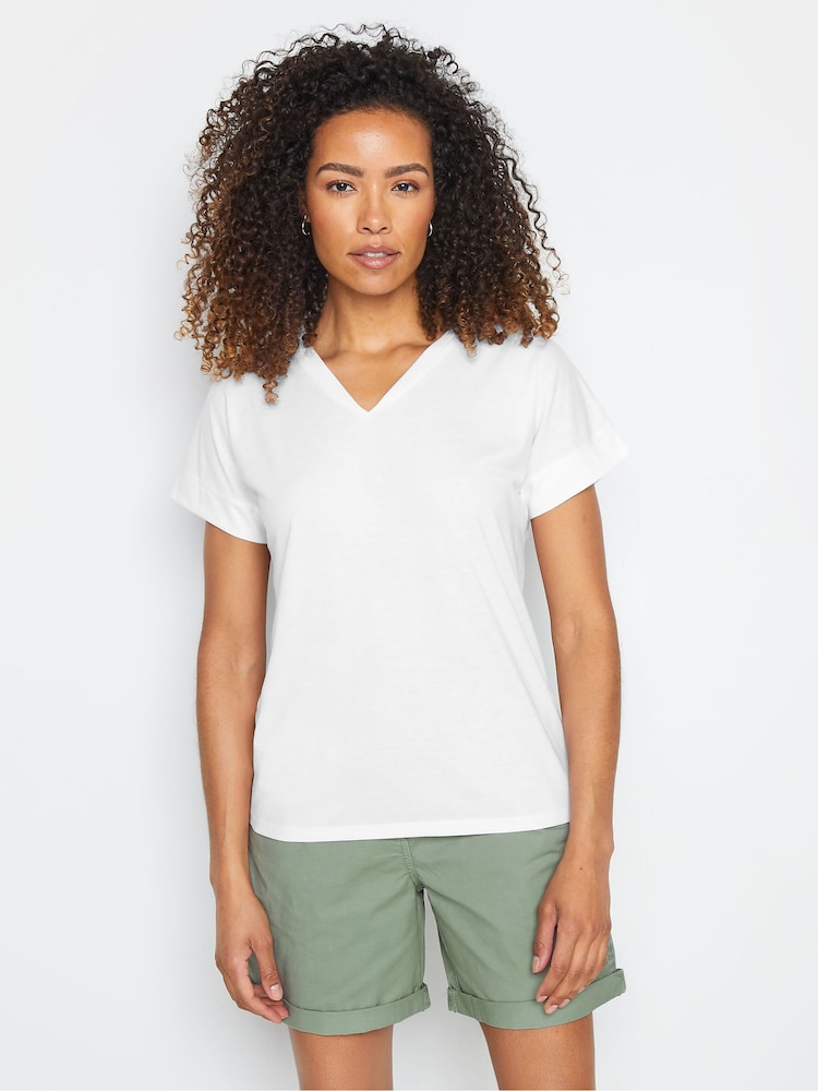 M&Co White Premium Modal V-Neck T-Shirt - Image 1 of 5
