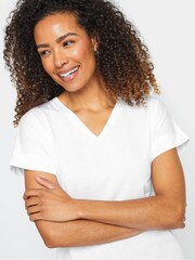 M&Co White Premium Modal V-Neck T-Shirt - Image 4 of 5
