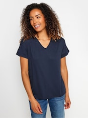 M&Co Blue Premium Modal V-Neck T-Shirt - Image 1 of 5