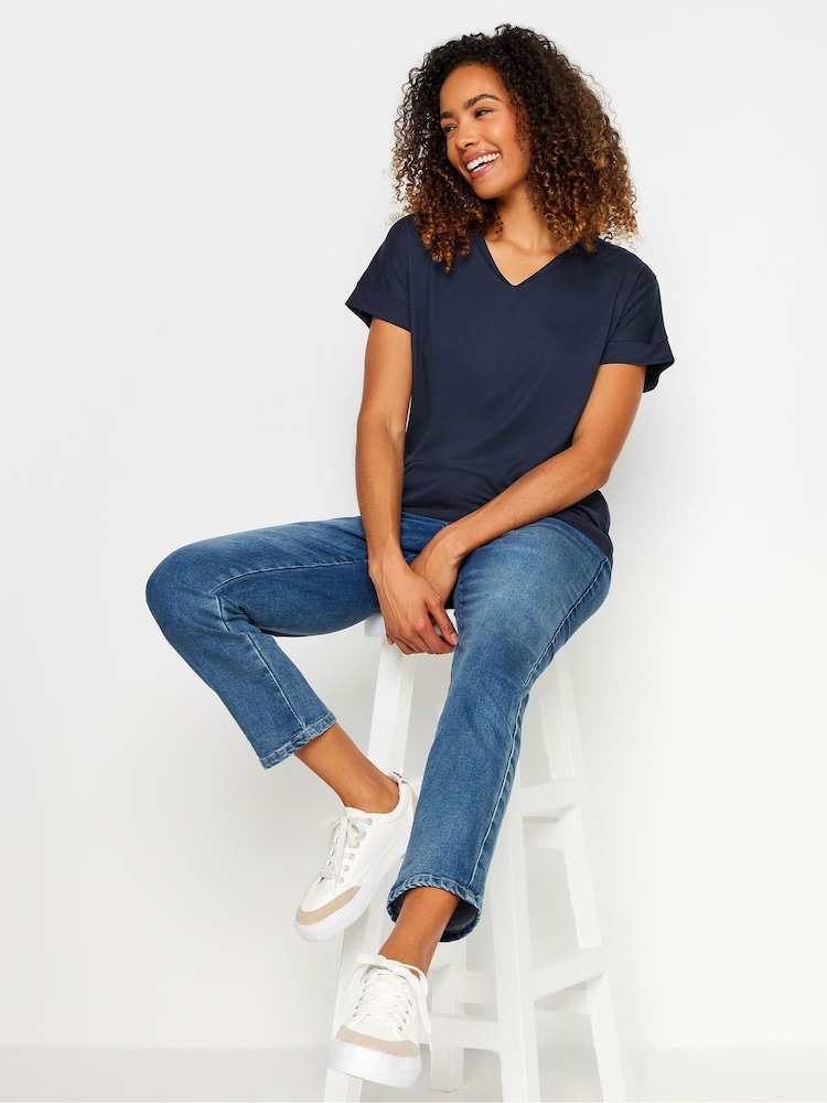 M&Co Blue Premium Modal V-Neck T-Shirt - Image 2 of 5