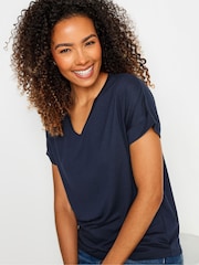M&Co Blue Premium Modal V-Neck T-Shirt - Image 4 of 5