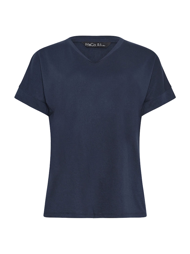 M&Co Blue Premium Modal V-Neck T-Shirt - Image 5 of 5