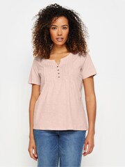 M&Co Pink 100% Cotton Henley Top - Image 3 of 5