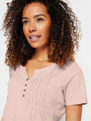 M&Co Pink 100% Cotton Henley Top - Image 4 of 5