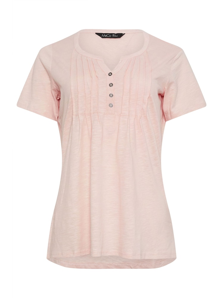 M&Co Pink 100% Cotton Henley Top - Image 5 of 5