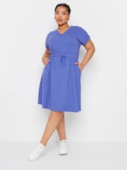 Yours Curve Purple 100% Cotton T-Shirt Drawcord Dress - Image 2 of 5