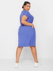 Yours Curve Purple 100% Cotton T-Shirt Drawcord Dress - Image 3 of 5