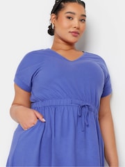 Yours Curve Purple 100% Cotton T-Shirt Drawcord Dress - Image 4 of 5
