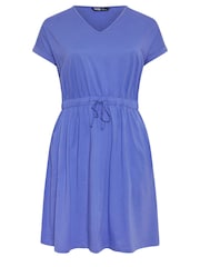 Yours Curve Purple 100% Cotton T-Shirt Drawcord Dress - Image 5 of 5