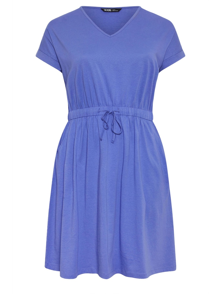 Yours Curve Purple 100% Cotton T-Shirt Drawcord Dress - Image 5 of 5