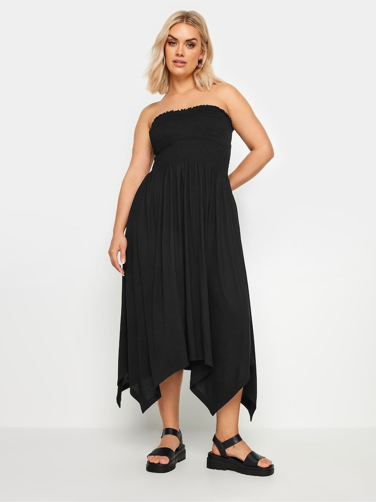 Yours Curve Black Shir Bandeau Midi Dress - Image 2 of 5