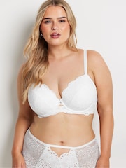 Yours Curve White Bella Broderie Padded Bra - Image 1 of 6