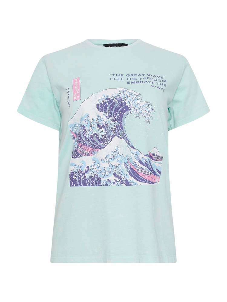 أزرق - تيشرت من القطن 100% بشعار The Great Wave من PixieGirl Petite - Image 5 of 5