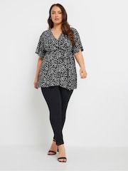 Yours Curve Black Wrap Texture Top - Image 3 of 6