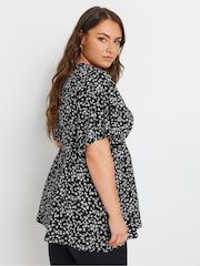 Yours Curve Black Wrap Texture Top - Image 4 of 6