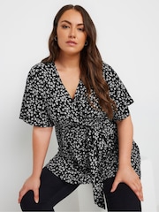 Yours Curve Black Wrap Texture Top - Image 5 of 6
