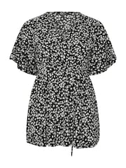 Yours Curve Black Wrap Texture Top - Image 6 of 6