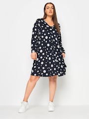 Yours Curve Blue Dot Printed Mini Dress - Image 2 of 5
