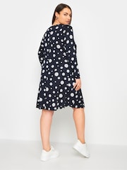 Yours Curve Blue Dot Printed Mini Dress - Image 3 of 5