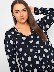 Yours Curve Blue Dot Printed Mini Dress - Image 4 of 5