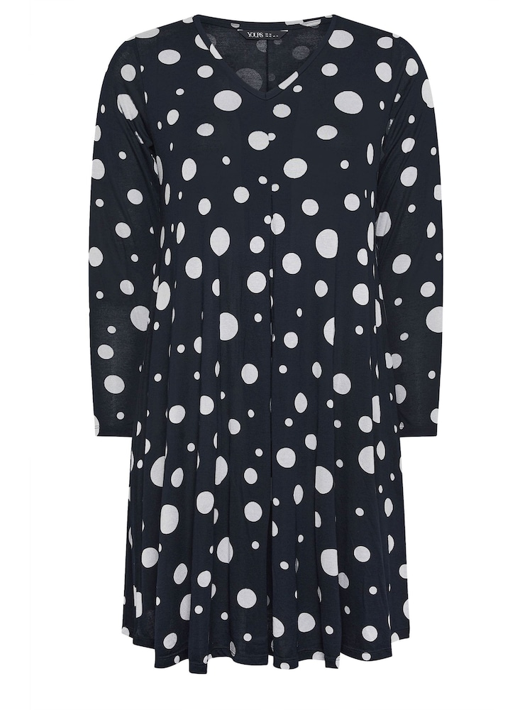 Yours Curve Blue Dot Printed Mini Dress - Image 5 of 5